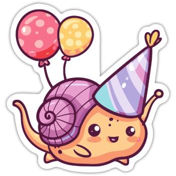 Schnecke Geburtstag Baby - Sticker Größe S (10 x 10 cm) - Mattweiß - Vorne