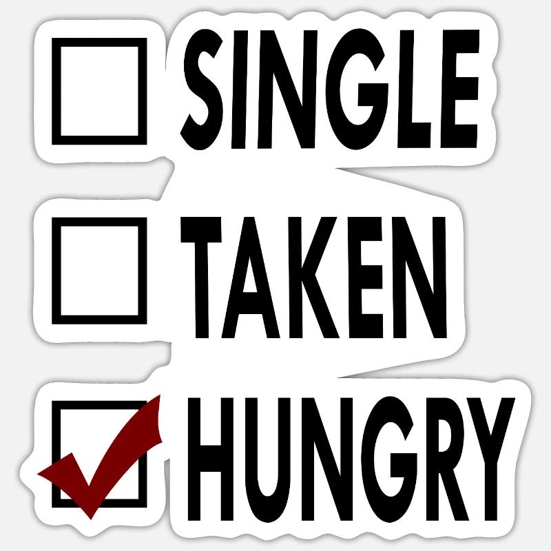 SINGLE noir blanc HUNGRY - Sticker taille S (10 x 10 cm) - blanc mat