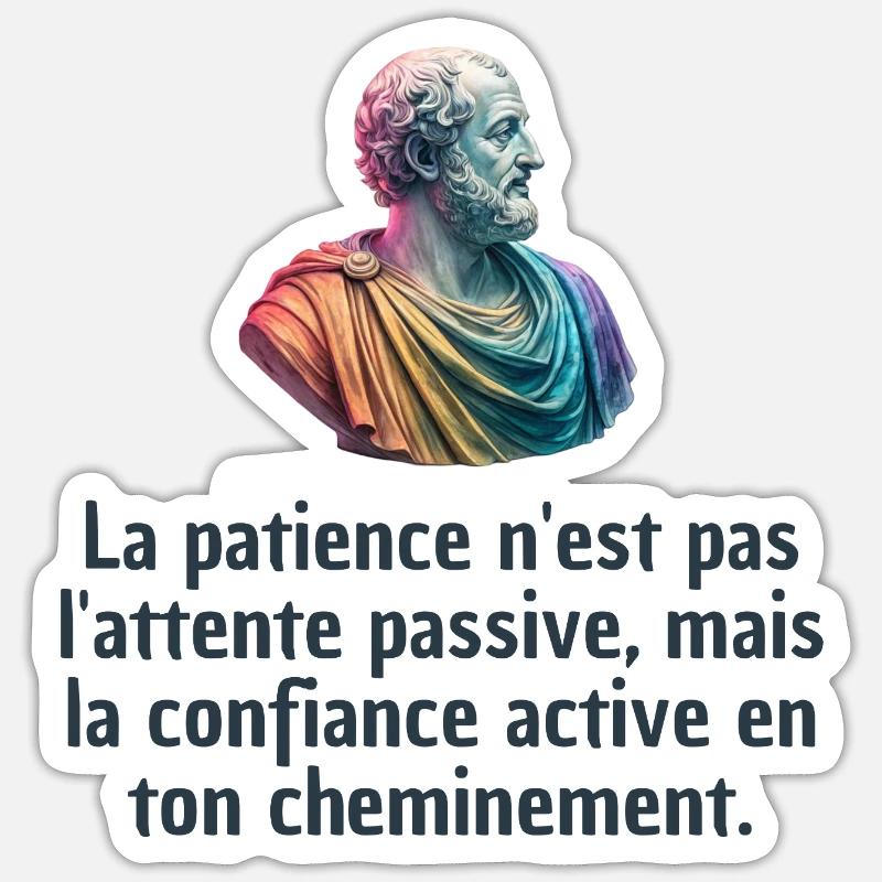 T-shirts Stoïcisme : L'inspiration à portée de soi - Sticker taille S (10 x 10 cm) - blanc mat