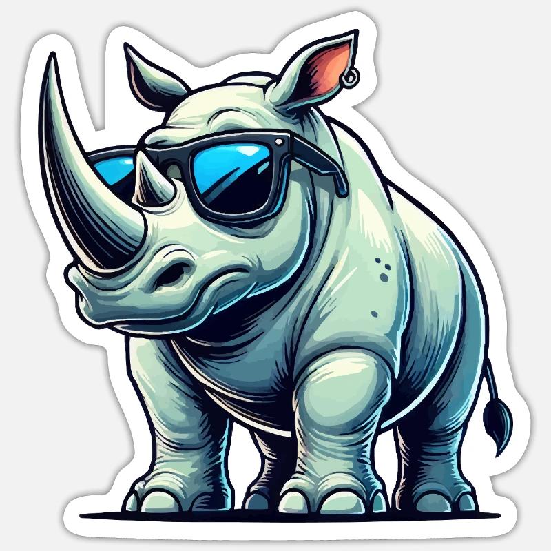 nashorn comic - Sticker Größe S (10 x 10 cm) - Mattweiß