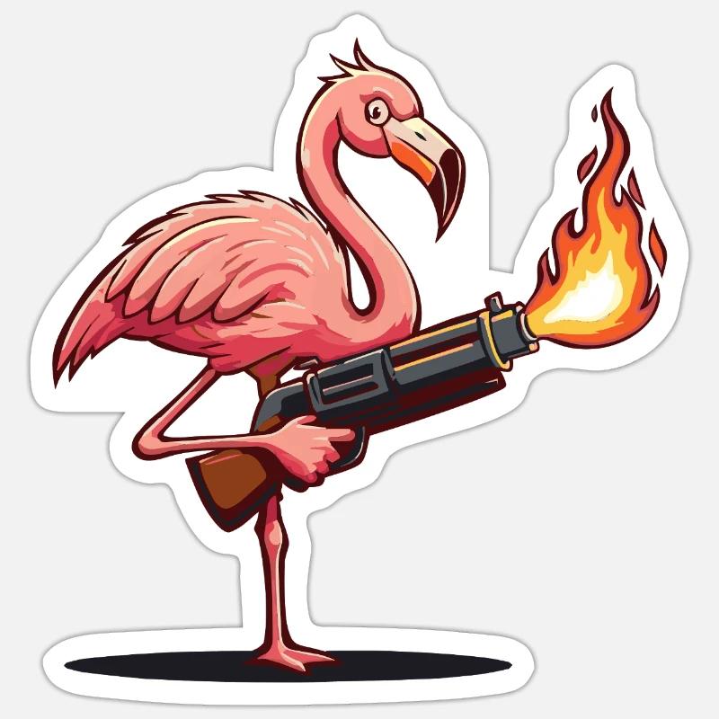 Flamand rose Sticker taille S (10 x 10 cm)