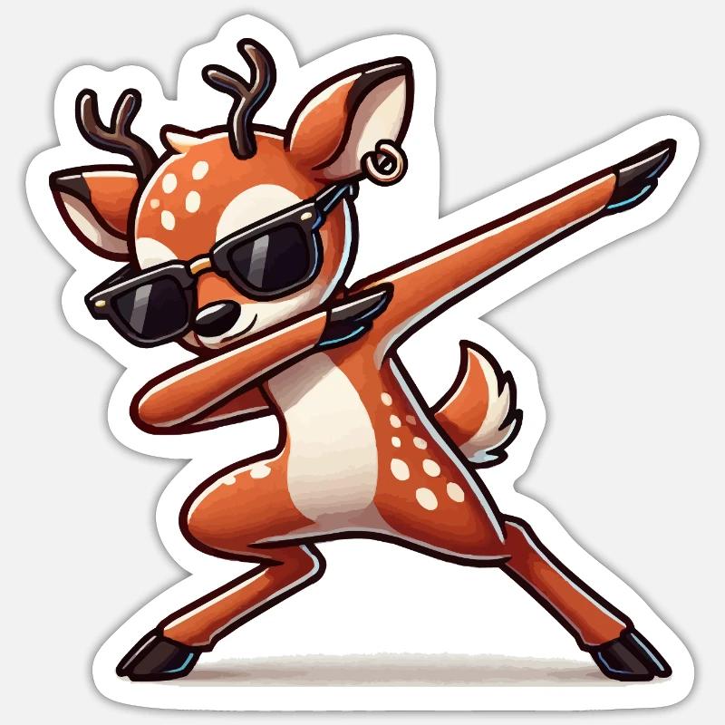 reh comic dabbing - Sticker Größe S (10 x 10 cm) - Mattweiß