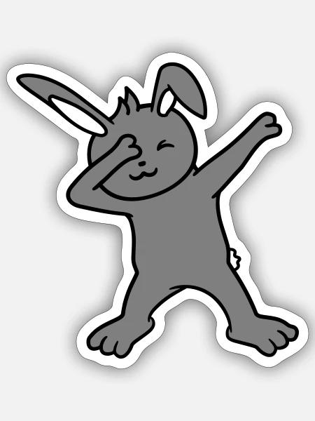 Hase Dabbing Dab Dance Pose Tanzen Party Feiern - Sticker Größe S (10 x 10 cm) - Mattweiß