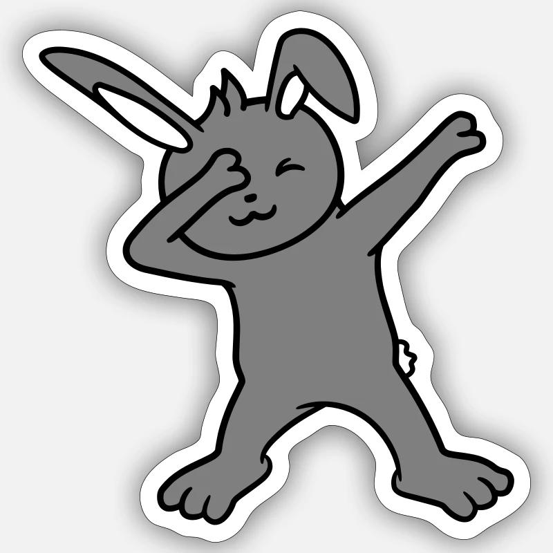 Hase Dabbing Dab Dance Pose Tanzen Party Feiern Sticker Größe S (10 x 10 cm)