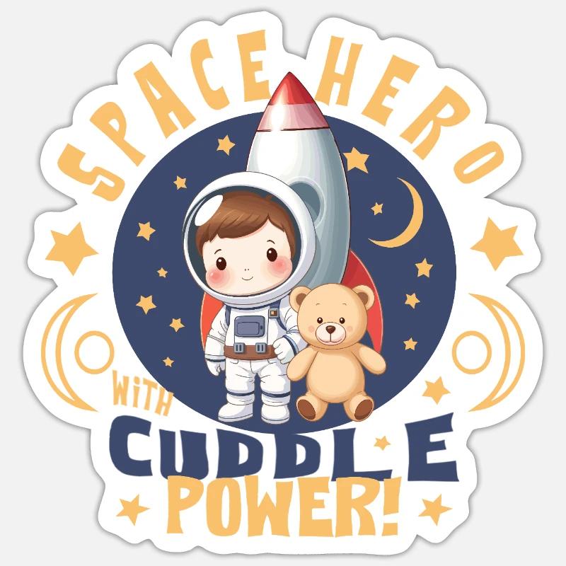 Astronaut mit Teddybär Sticker Größe S (10 x 10 cm)