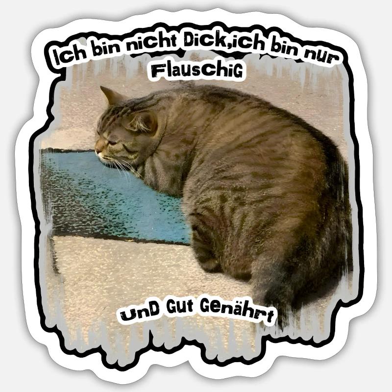 Dicke Katze - Sticker Größe S (10 x 10 cm) - Mattweiß