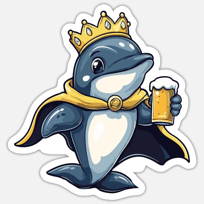 Dolphin Beer Funny - Sticker size S (10 x 10 cm) - white matte