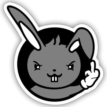 Hase Mittelfinger Zeigen Böse Frech Beleidigend - Sticker Größe S (10 x 10 cm) - Mattweiß - Vorne