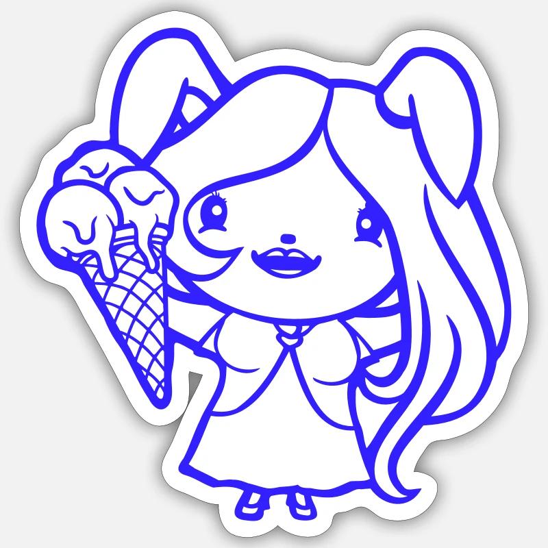 Hase isst Eis Waffel Eiscreme lecker Mädchen Frau Sticker Größe S (10 x 10 cm)