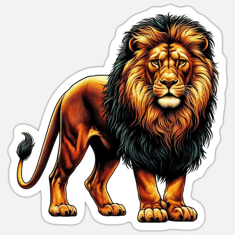 Lion - Sticker taille S (10 x 10 cm) - blanc mat