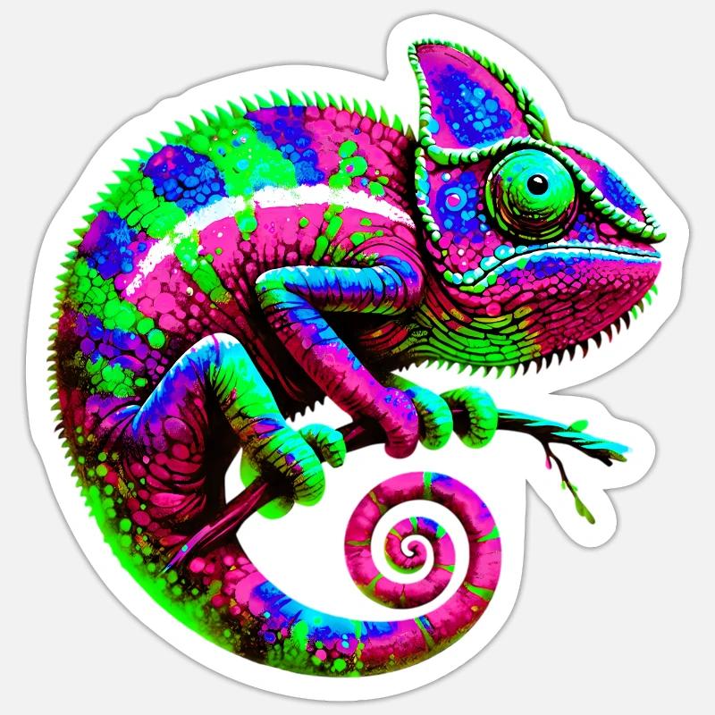 Caméléon - Sticker taille S (10 x 10 cm) - blanc mat