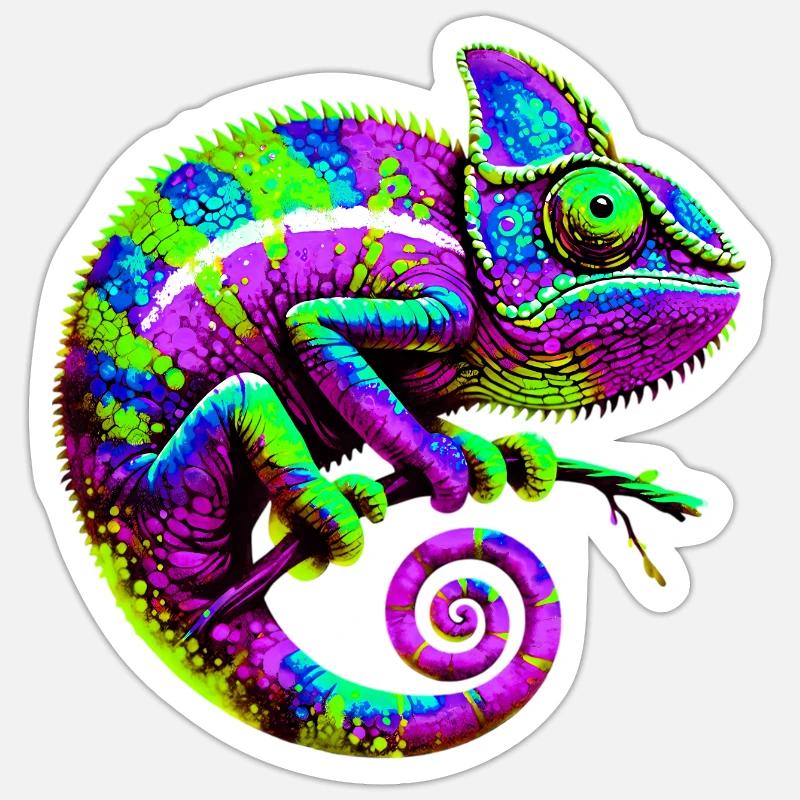 Caméléon - Sticker taille S (10 x 10 cm) - blanc mat