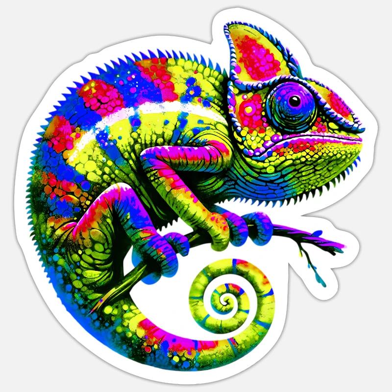 Chamäleon - Sticker Größe S (10 x 10 cm) - Mattweiß