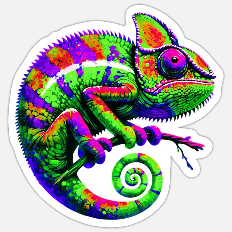 Caméléon - Sticker taille S (10 x 10 cm) - blanc mat