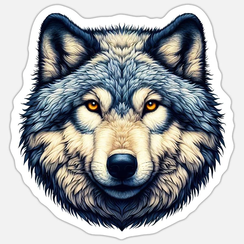 Wolf - Sticker Größe S (10 x 10 cm) - Mattweiß