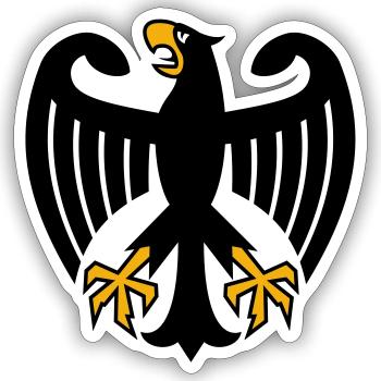 Bundesadler Deutschland Adler Wappen - Sticker Größe S (10 x 10 cm) - Mattweiß - Vorne