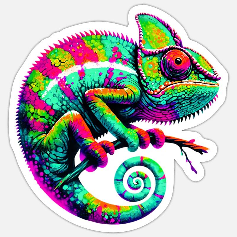 Chamäleon - Sticker Größe S (10 x 10 cm) - Mattweiß