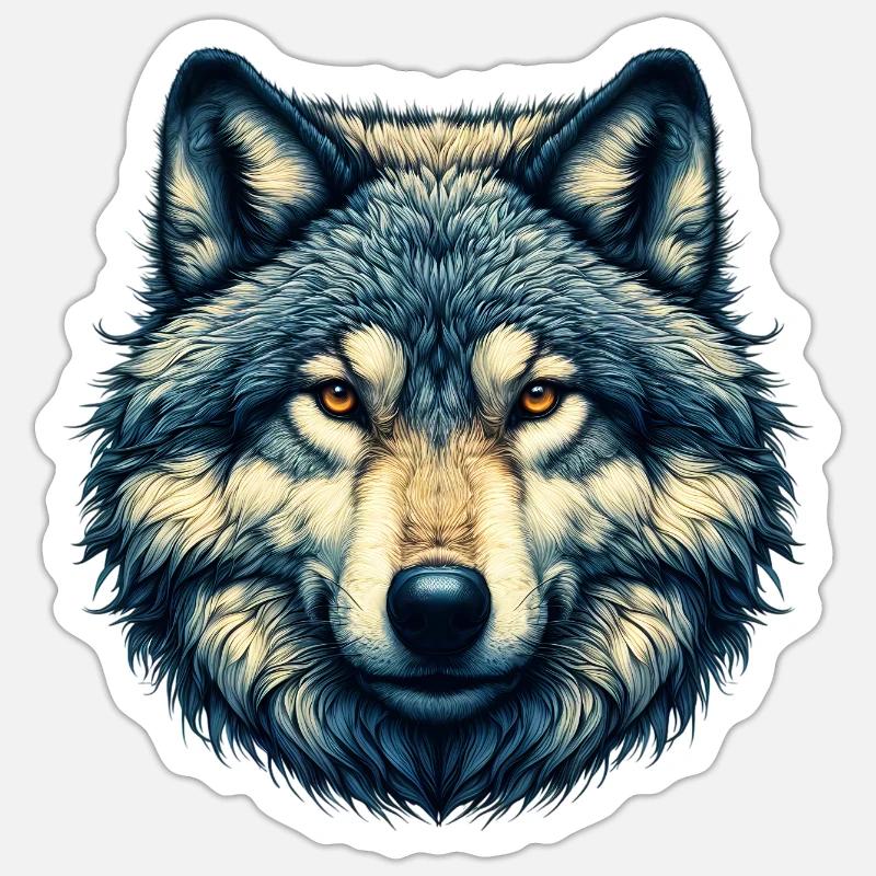 Loup - Sticker taille S (10 x 10 cm) - blanc mat