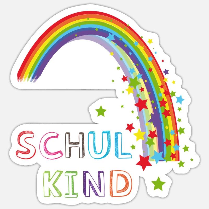 Schulkind Regenbogen - Sticker Größe S (10 x 10 cm) - Mattweiß