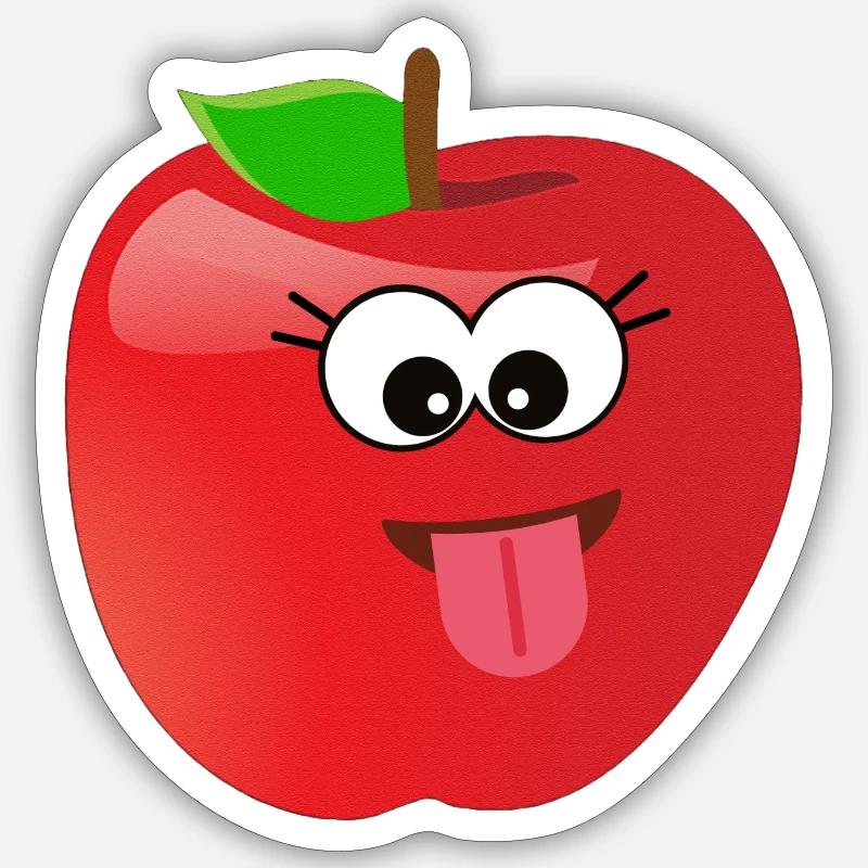 Funny smiling apple fruit with face Sticker size S (10 x 10 cm)