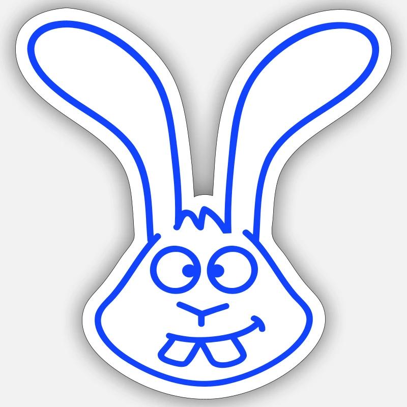 Rabbit looks squints grimace funny silly smile Sticker size S (10 x 10 cm)