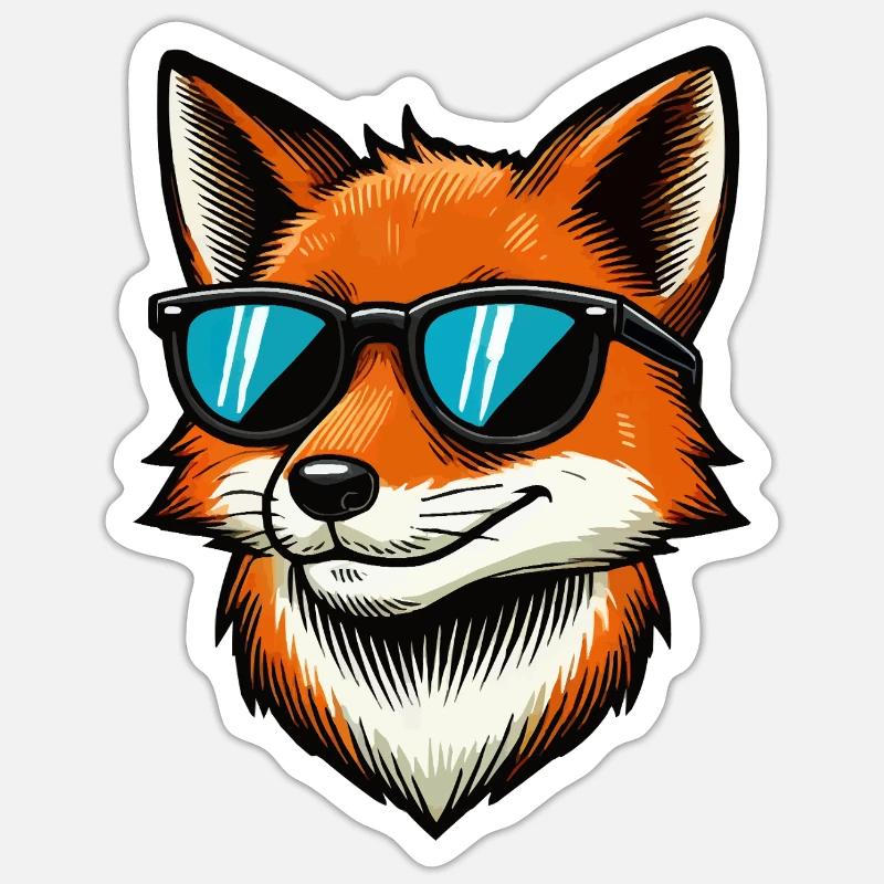 fuchs comic sonnenbrille - Sticker Größe S (10 x 10 cm) - Mattweiß