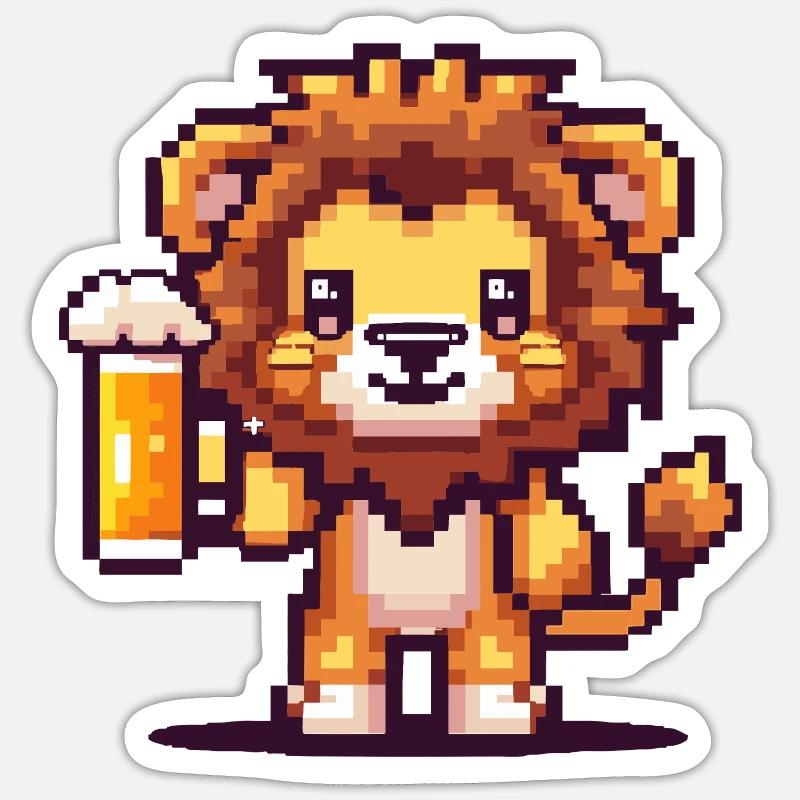 Lion Pixel Beer - Sticker size S (10 x 10 cm) - white matte
