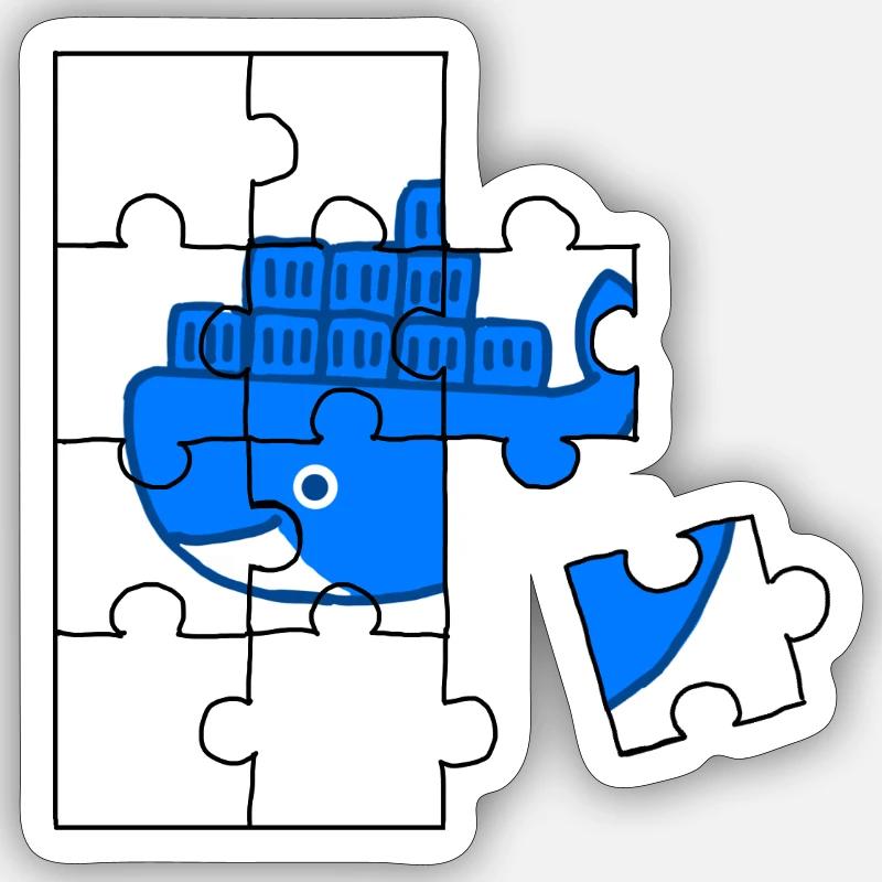 Docker puzzle - Sticker taille S (10 x 10 cm) - blanc mat