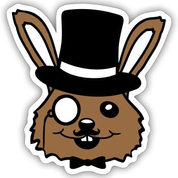 Sir Bunny Monocle Glasses Beard Top Hat Mr. Mr. - Sticker size S (10 x 10 cm) - white matte - Front