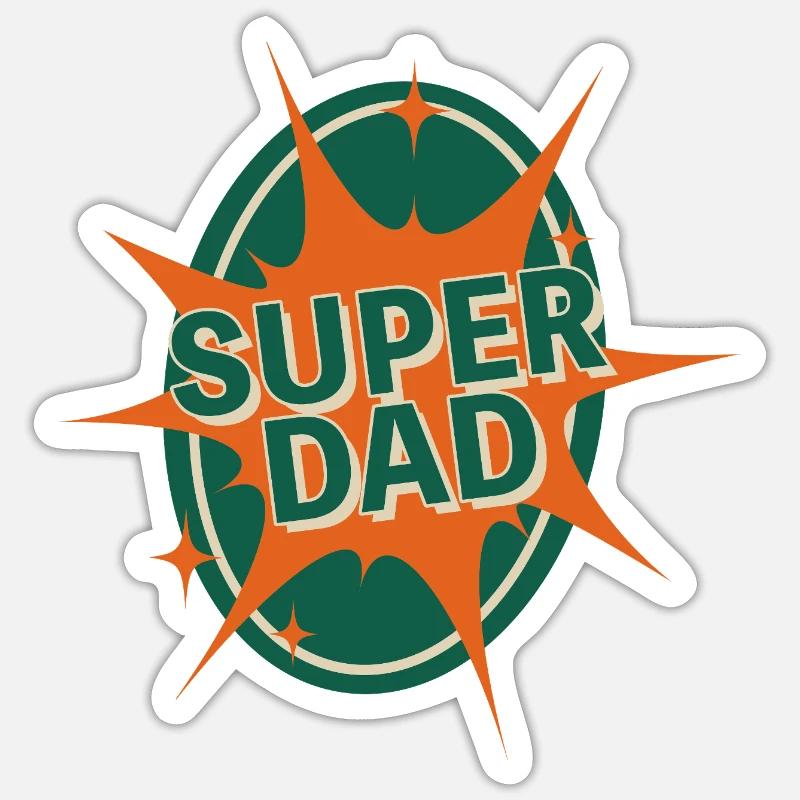 Conception de style bande dessinée Super Dad Sticker taille S (10 x 10 cm)