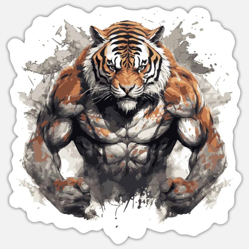Tiger Muscles - Sticker size S (10 x 10 cm) - white matte