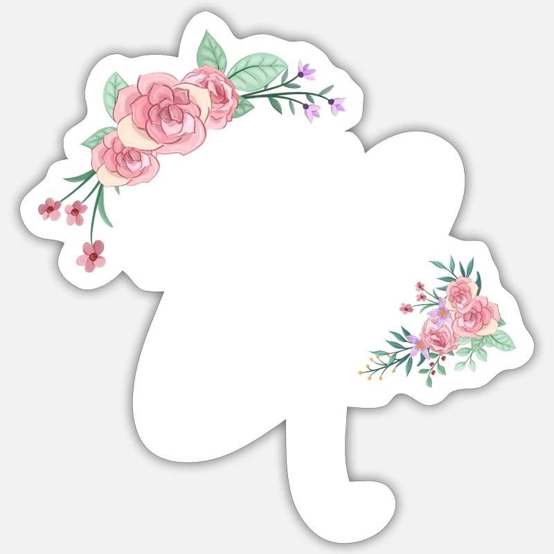 Lettre u fleurs - Sticker taille S (10 x 10 cm) - blanc mat