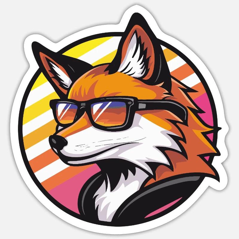 Fuchs Comic Cool Sommer Sticker Größe S (10 x 10 cm)