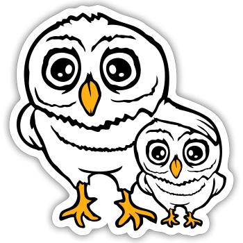 2 Owls Dad Mom Child Baby Family Mother Father - Sticker size S (10 x 10 cm) - white matte - Front