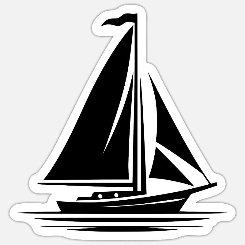Contour du voilier - Sticker taille S (10 x 10 cm) - blanc mat