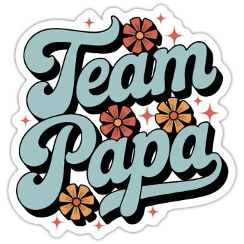 Team Papa Retro-T-Shirt - Sticker Größe S (10 x 10 cm) - Mattweiß - Vorne