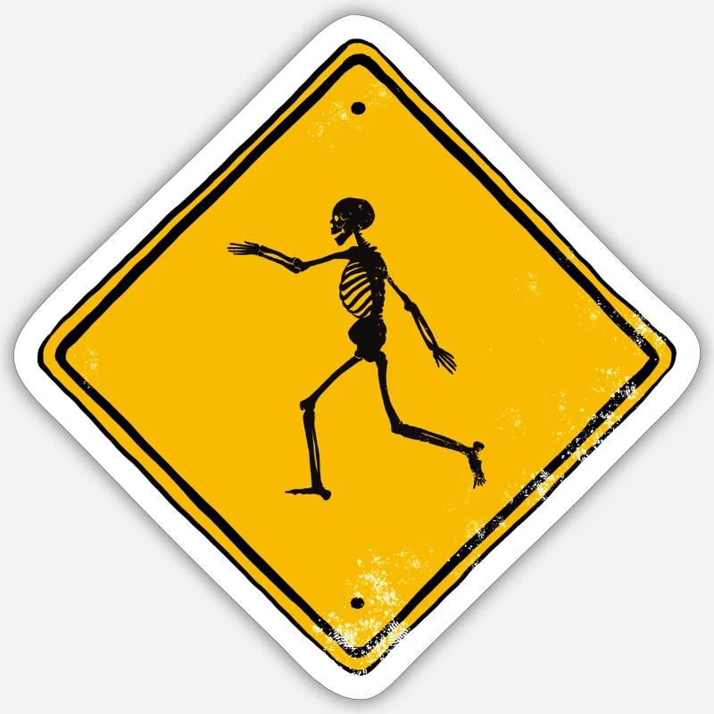 Attention squelette - Sticker taille S (10 x 10 cm) - blanc mat