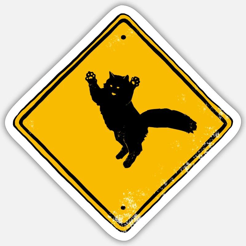 Attention chat Sticker taille S (10 x 10 cm)