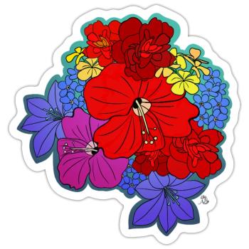 Blütenmeer farbig - Sticker Größe S (10 x 10 cm) - Mattweiß - Vorne