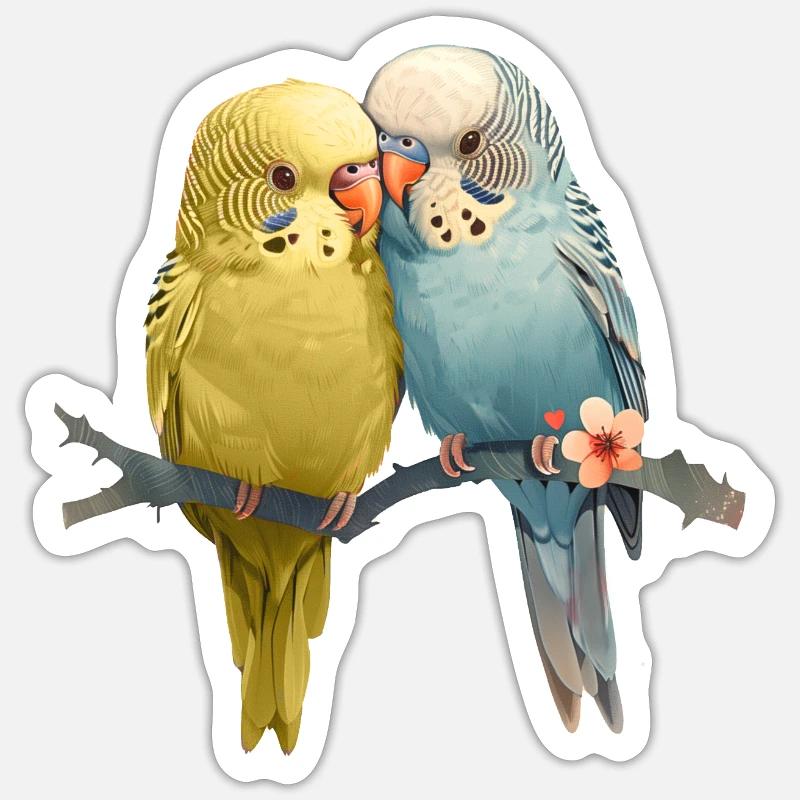 Wellensittiche - Sticker størrelse S (10 x 10 cm) - mat hvid
