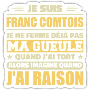 Franc comtois je ferme pas ma gueule franche comté - Sticker taille S (10 x 10 cm) - blanc mat - Devant