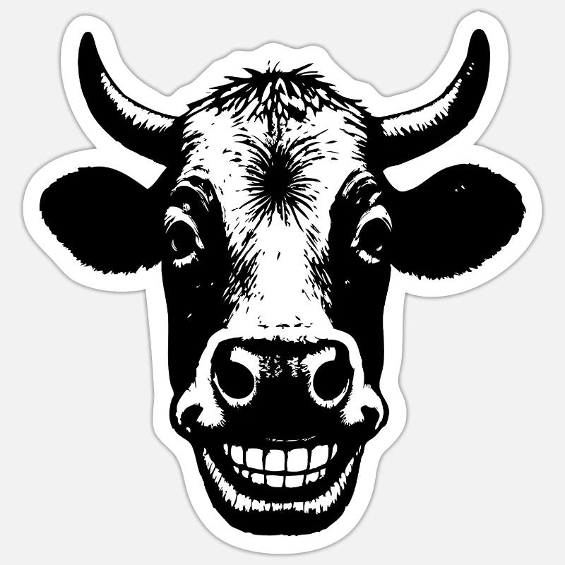 Vache souriante - Sticker taille S (10 x 10 cm) - blanc mat