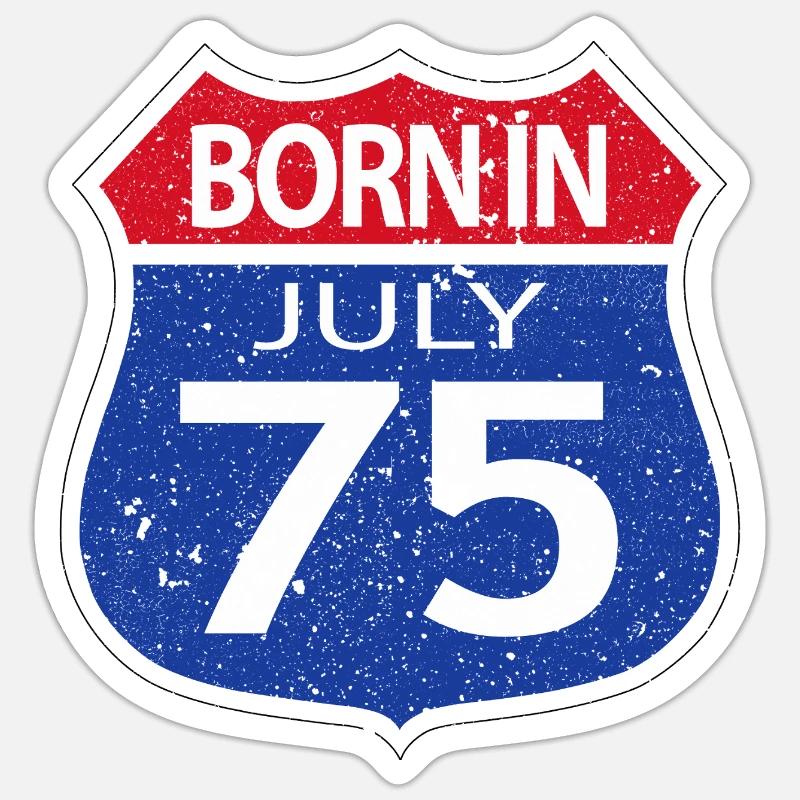 Geboren im Juli 1975 Sticker Größe S (10 x 10 cm)