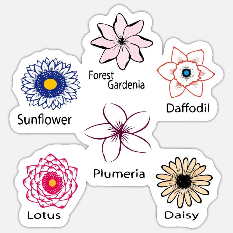 Types de fleurs Sticker taille S (10 x 10 cm)
