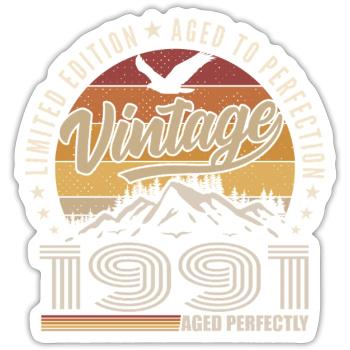 1991 34th Anniversary Gift 1991 Vintage 1991 - Sticker size S (10 x 10 cm) - white matte - Front