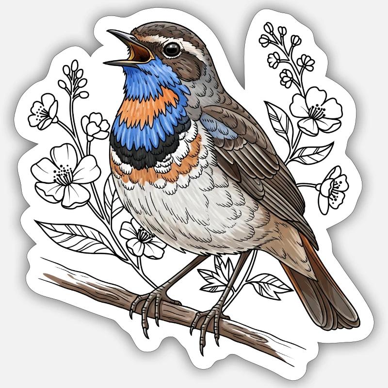 Blaukehlchen Sticker Größe S (10 x 10 cm)