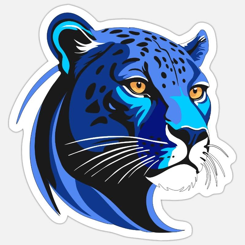 PANTER BLU - Sticker Größe S (10 x 10 cm) - Mattweiß