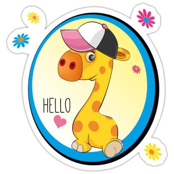 Giraffe sagt Hello - Sticker Größe S (10 x 10 cm) - Mattweiß - Vorne