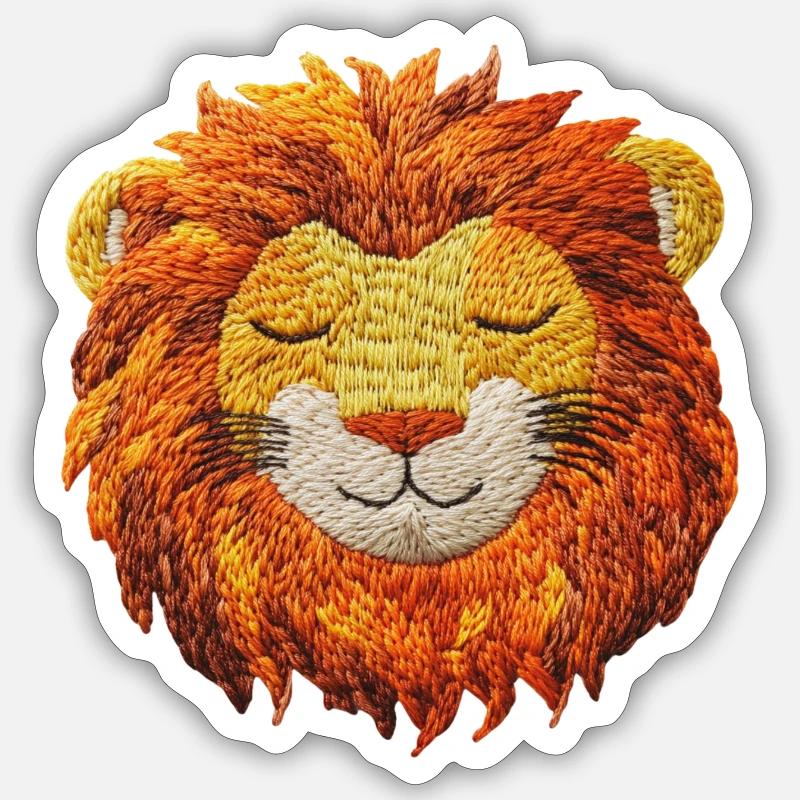Schlafender Löwe - Sticker Größe S (10 x 10 cm) - Mattweiß