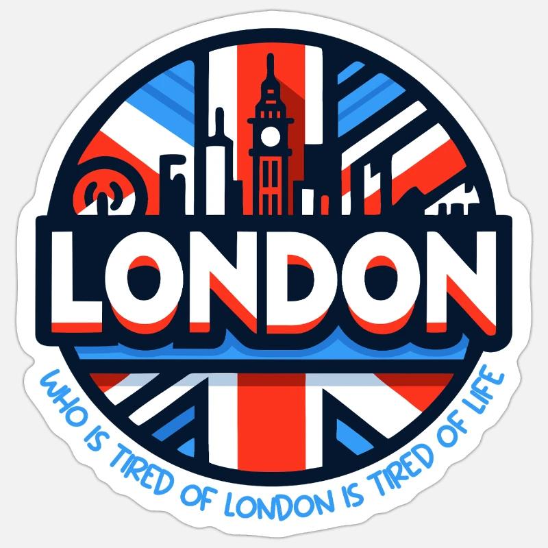 Fatigué de Londres - Sticker taille S (10 x 10 cm) - blanc mat